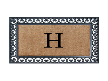 A1HC Natural Rubber & Coir 30x48, Monogrammed Doormat For Outdoor Entrance, Anti-Shed Treated Mat