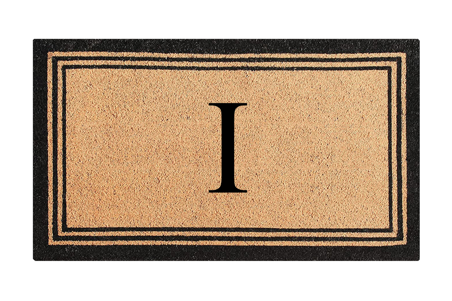 A1HC Personalized Monogram Coir Door Mat – Front Door Mat with Border Design, PVC Backing Outdoor Entryway Doormat