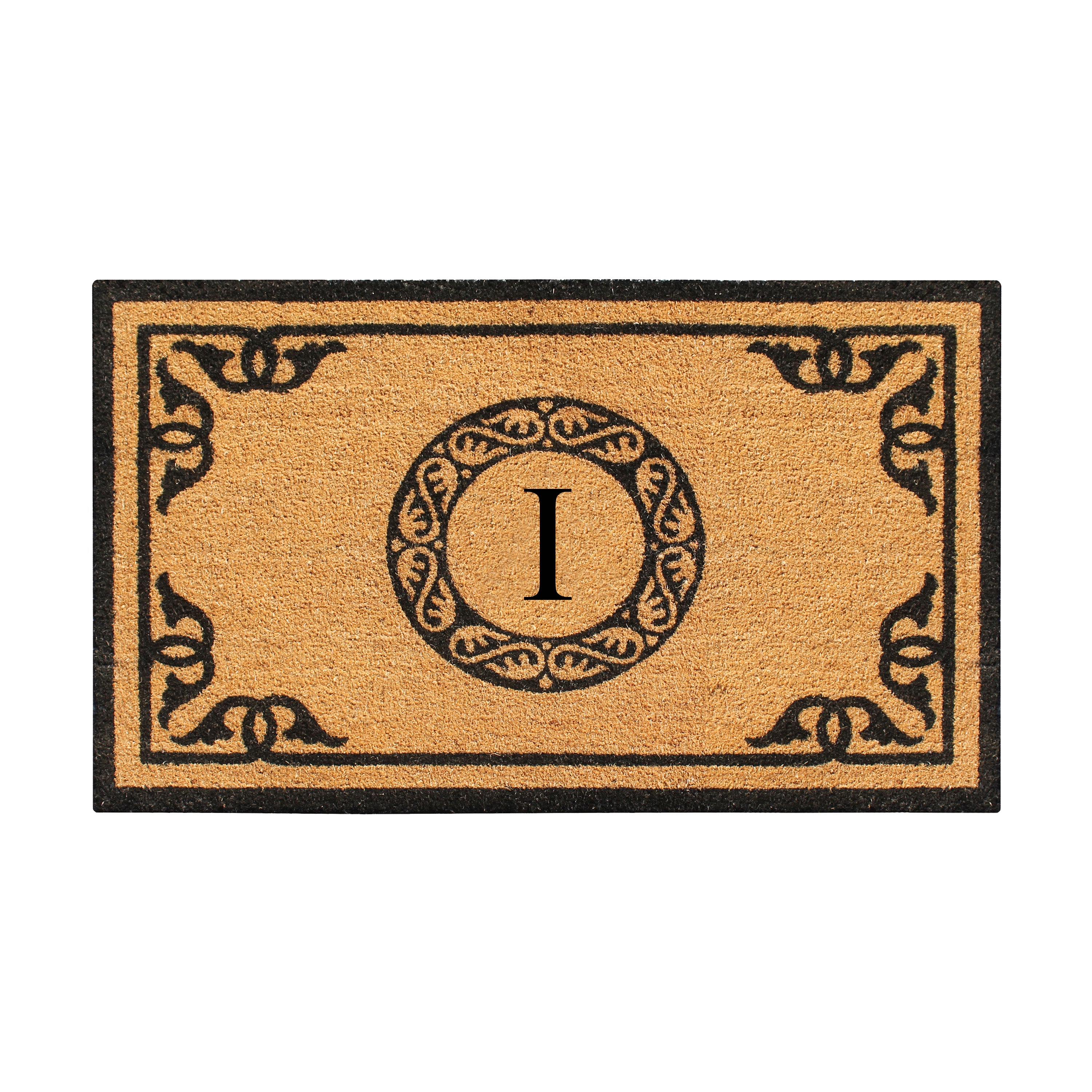 A1HC Personalized Monogram Coir Door Mat – Front Door Mat with Decorative Border, PVC Backing Outdoor Entryway Doormat