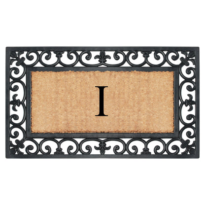 A1HC Natural Rubber & Coir 18x30, Monogrammed Doormat For Outdoor Entrance, Anti-Shed Treated Mat