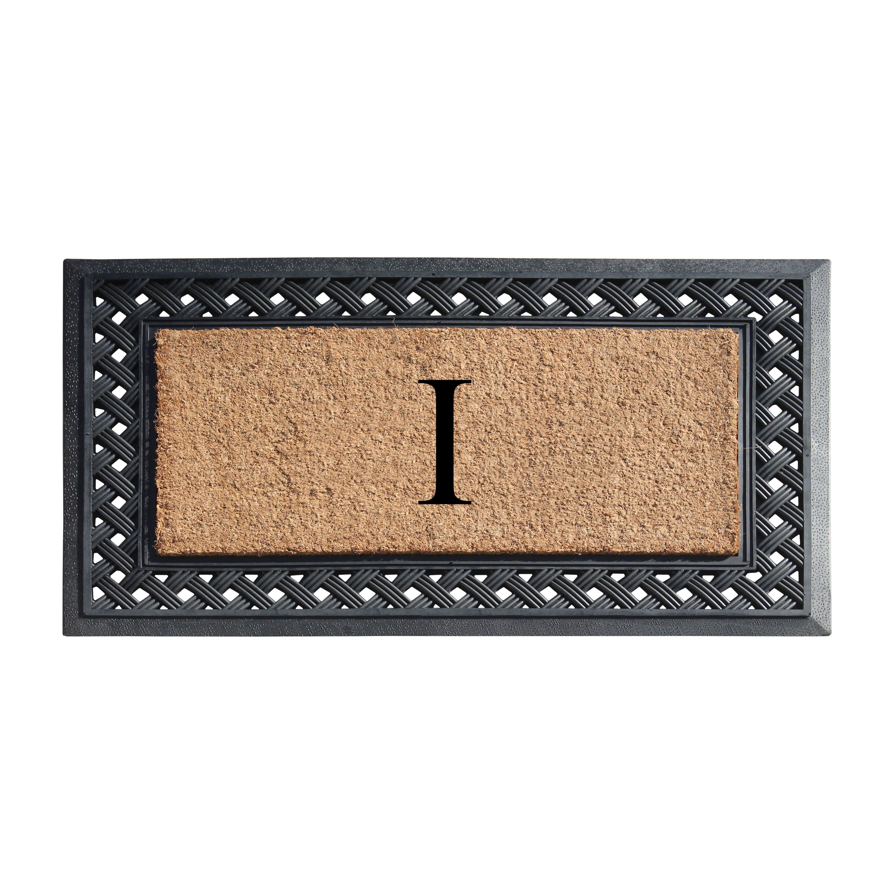 A1HC Personalized Monogram Coir Door Mat with Decorative Rubber Frame Outdoor Entry Mat 23" x 38"