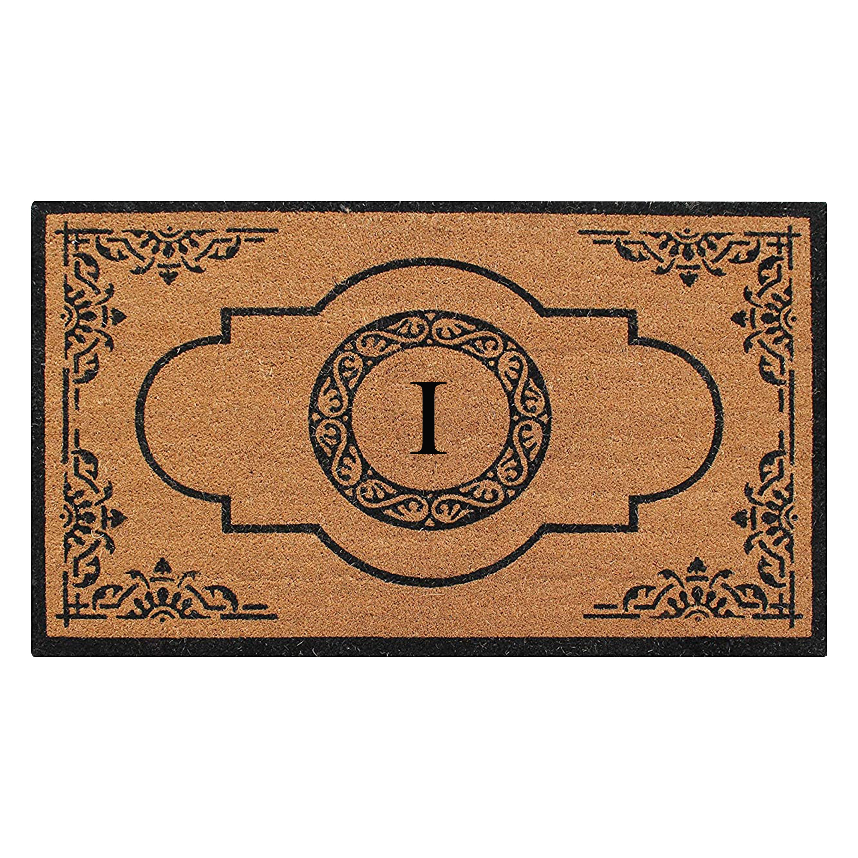 A1HC Personalized Monogram Coir Door Mat – Front Door Mat with Decorative Frame Design, PVC Backing Outdoor Entryway Doormat