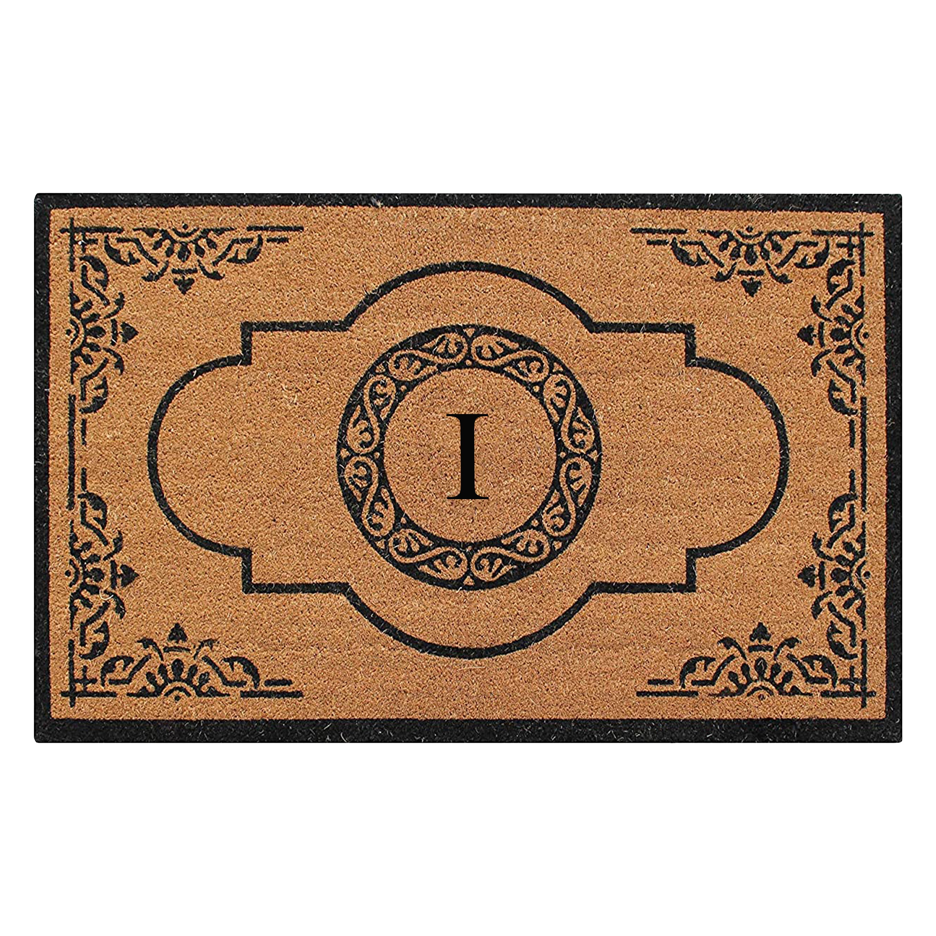 A1HC Personalized Monogram Coir Door Mat – Front Door Mat with Decorative Frame Design, PVC Backing Outdoor Entryway Doormat