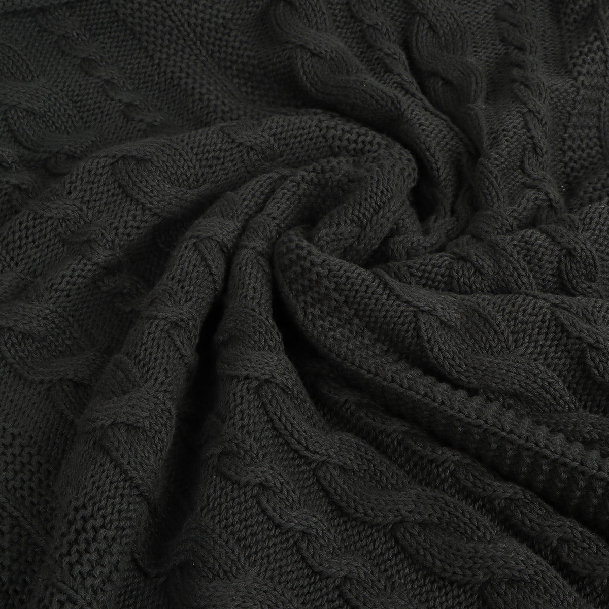 Delara Organic Cotton Throw Blanket 50x70 inches, GOTS Certified Cable Knitted Throws Blanket for Sofa Couch Bed