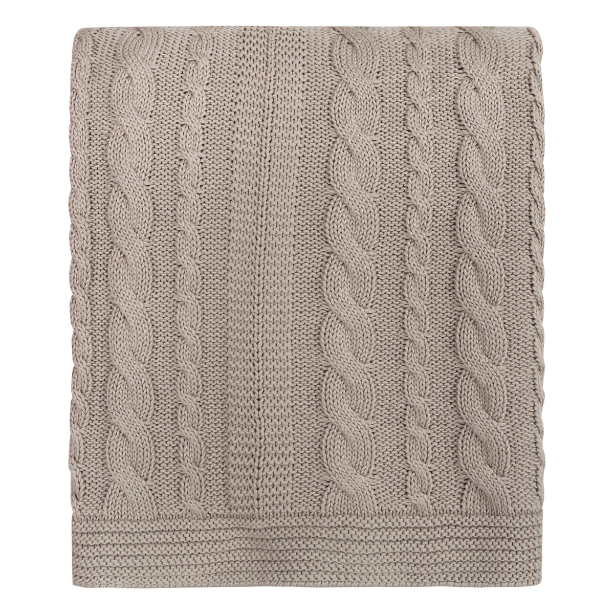 Delara Organic Cotton Throw Blanket 50x70 inches, GOTS Certified Cable Knitted Throws Blanket for Sofa Couch Bed