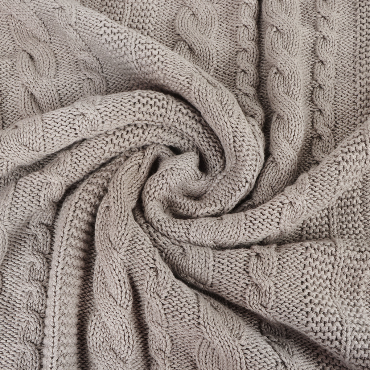 Delara Organic Cotton Throw Blanket 50x70 inches, GOTS Certified Cable Knitted Throws Blanket for Sofa Couch Bed