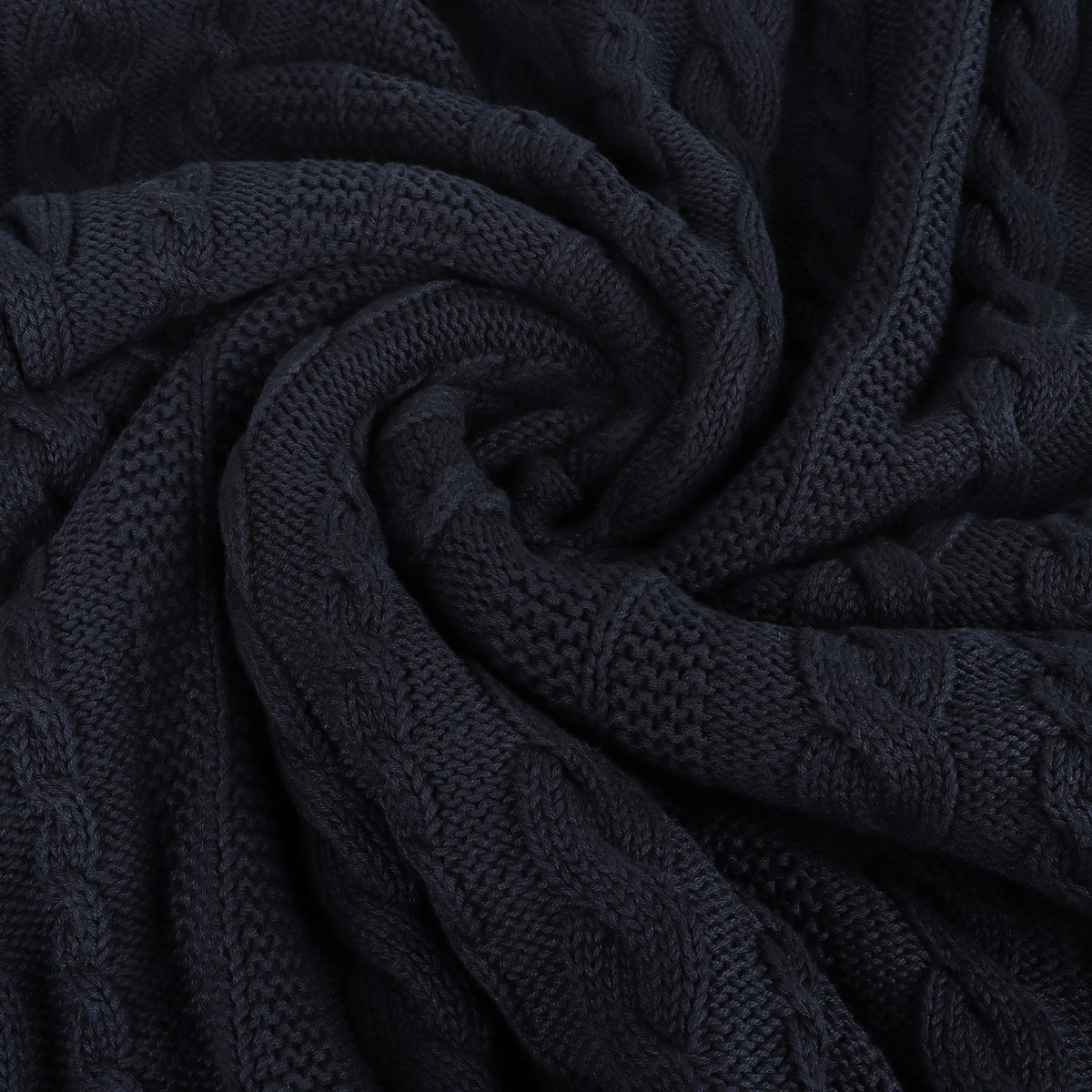 Delara Organic Cotton Throw Blanket 50x70 inches, GOTS Certified Cable Knitted Throws Blanket for Sofa Couch Bed