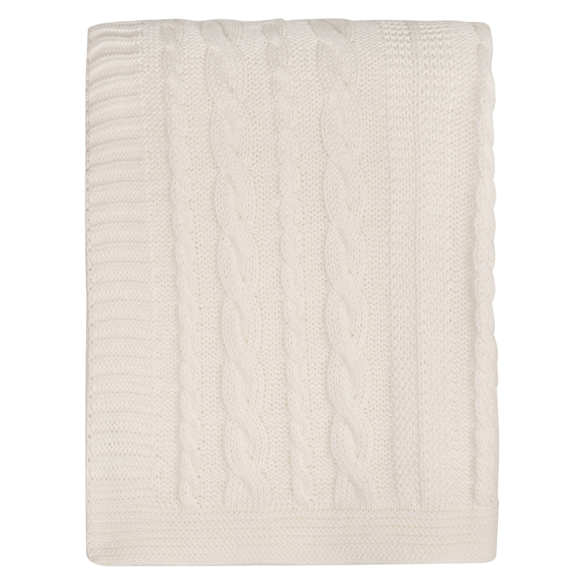 Delara Organic Cotton Throw Blanket 50x70 inches, GOTS Certified Cable Knitted Throws Blanket for Sofa Couch Bed