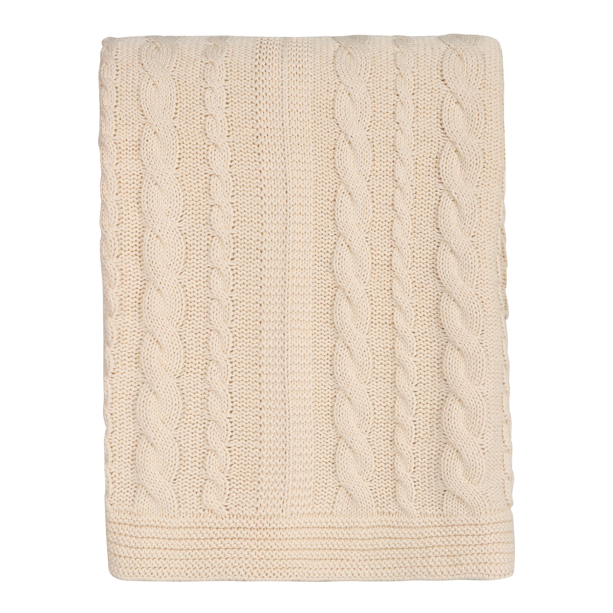 Delara Organic Cotton Throw Blanket 50x70 inches, GOTS Certified Cable Knitted Throws Blanket for Sofa Couch Bed