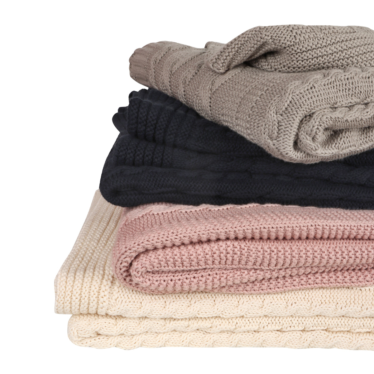 Delara Organic Cotton Throw Blanket 50x70 inches, GOTS Certified Cable Knitted Throws Blanket for Sofa Couch Bed