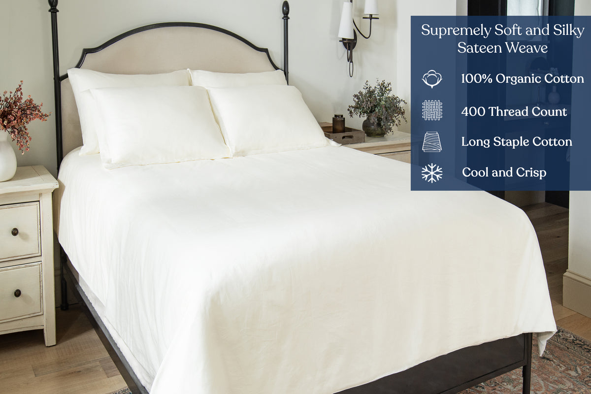 Delara GOTS Certified 100% Organic Cotton Euro Sham Pack of 2, 400 TC, Moisture-Wicking, Smooth & Breathable High-Quality Euro Sham