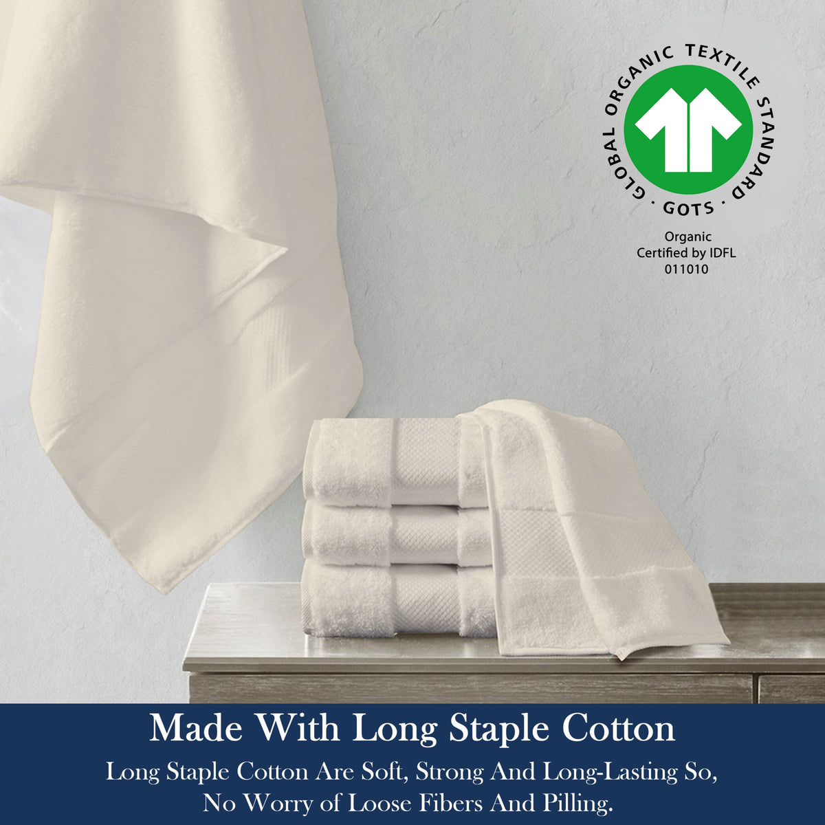 Delara 100% Organic Cotton Soft, Quick Dry & Ultra-Absorbent 30"x58", Bath Towels(Pack of 4)