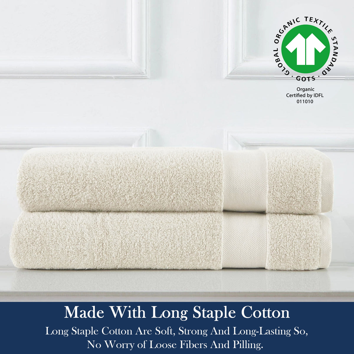 Delara 100% Organic Cotton Soft, Quick Dry & Ultra-Absorbent Hand Towel (Pack of 2)