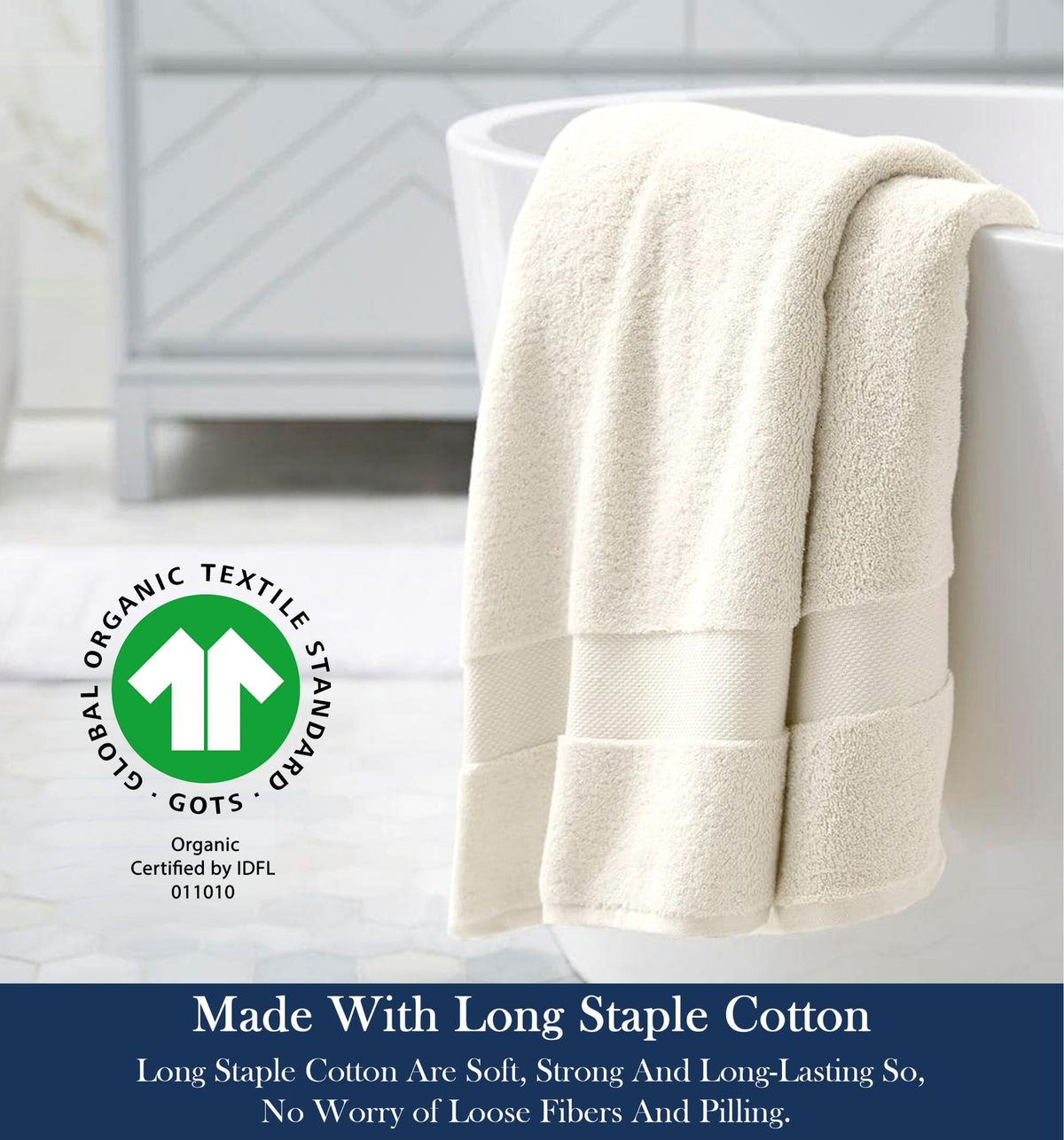 Delara Organic Cotton Luxuriously Plush Bath Sheet, GOTS & Oeko-TEX Certified, Soft, Quick Dry & Ultra-Absorbent 36"x70"