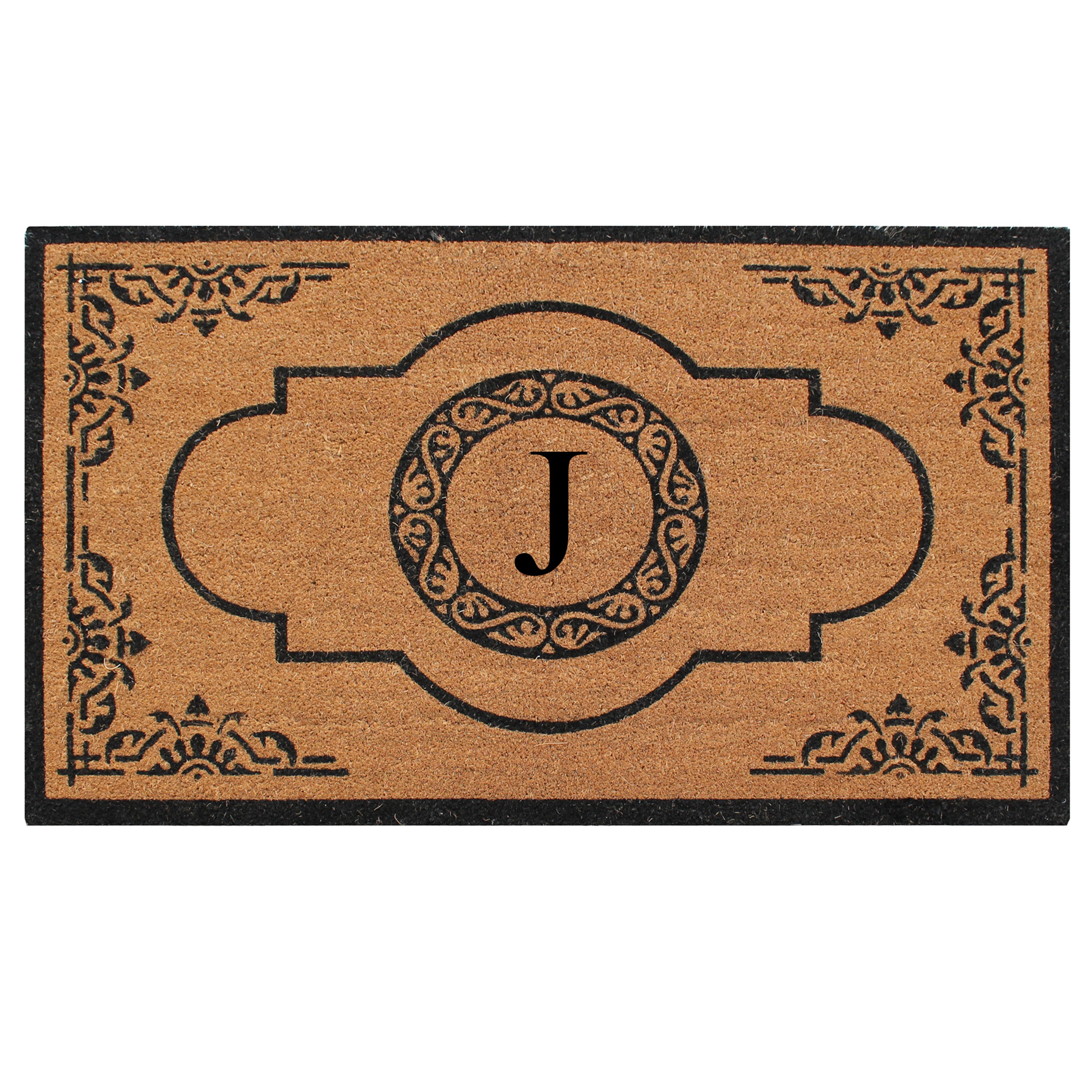 A1HC Personalized Monogram Coir Door Mat – Front Door Mat with Decorative Frame Design, PVC Backing Outdoor Entryway Doormat