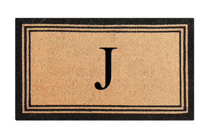 A1HC Personalized Monogram Coir Door Mat – Front Door Mat with Border Design, PVC Backing Outdoor Entryway Doormat
