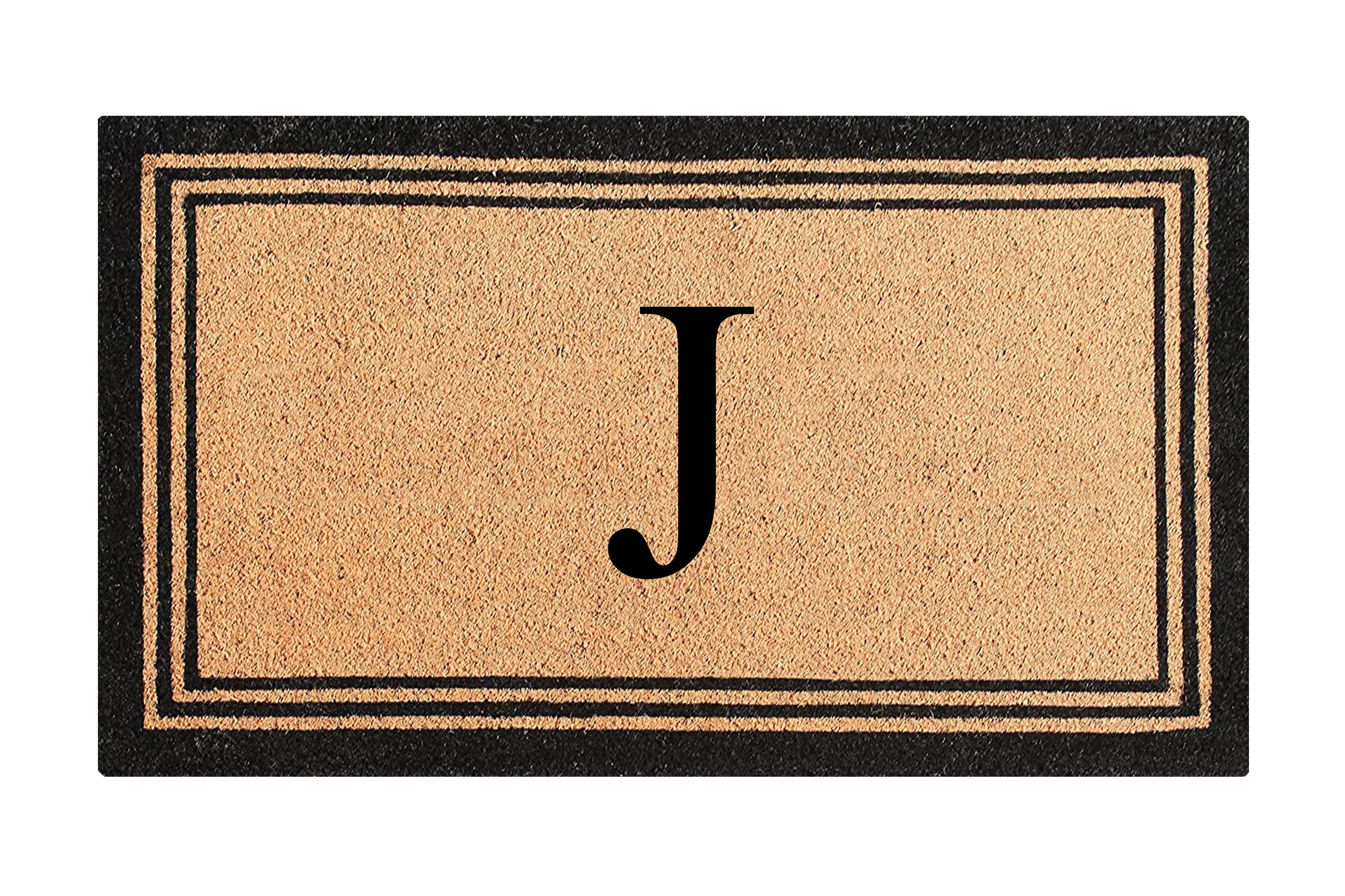 A1HC Natural Coir and PVC Backing Classic Border Monogrammed Door Mat, Anti-Shed Entry Doormat