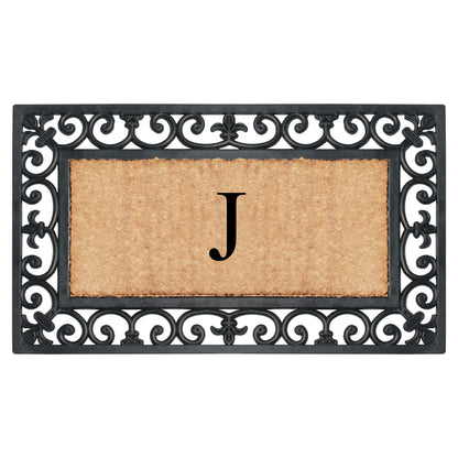 A1HC Natural Rubber & Coir 18x30, Monogrammed Doormat For Outdoor Entrance, Anti-Shed Treated Mat