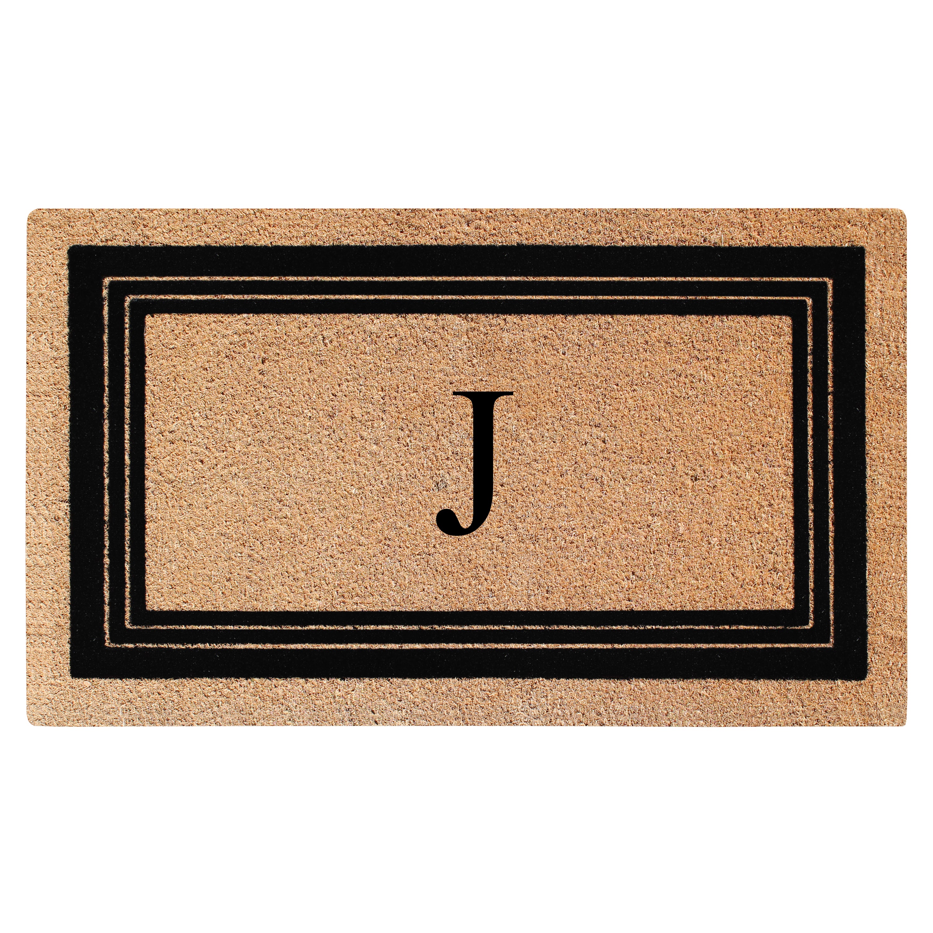 A1HC Personalized Monogrammed Coir Doormat 24" x 39" – Classic Border Coco Fiber Outdoor Front Door Mat