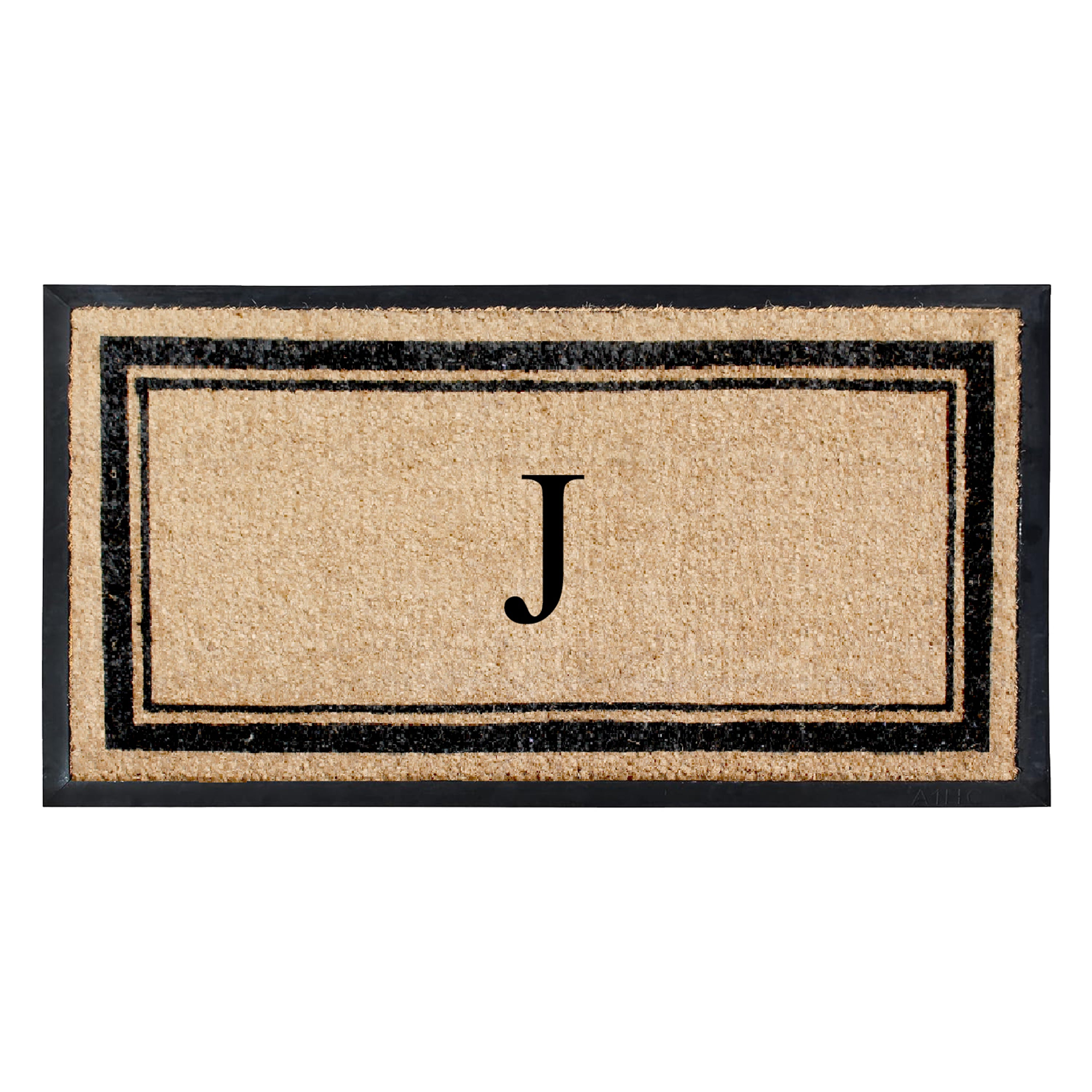 A1HC Luxury Monogrammed Natural Coir Doormat with Heavy-Duty Rubber Border
