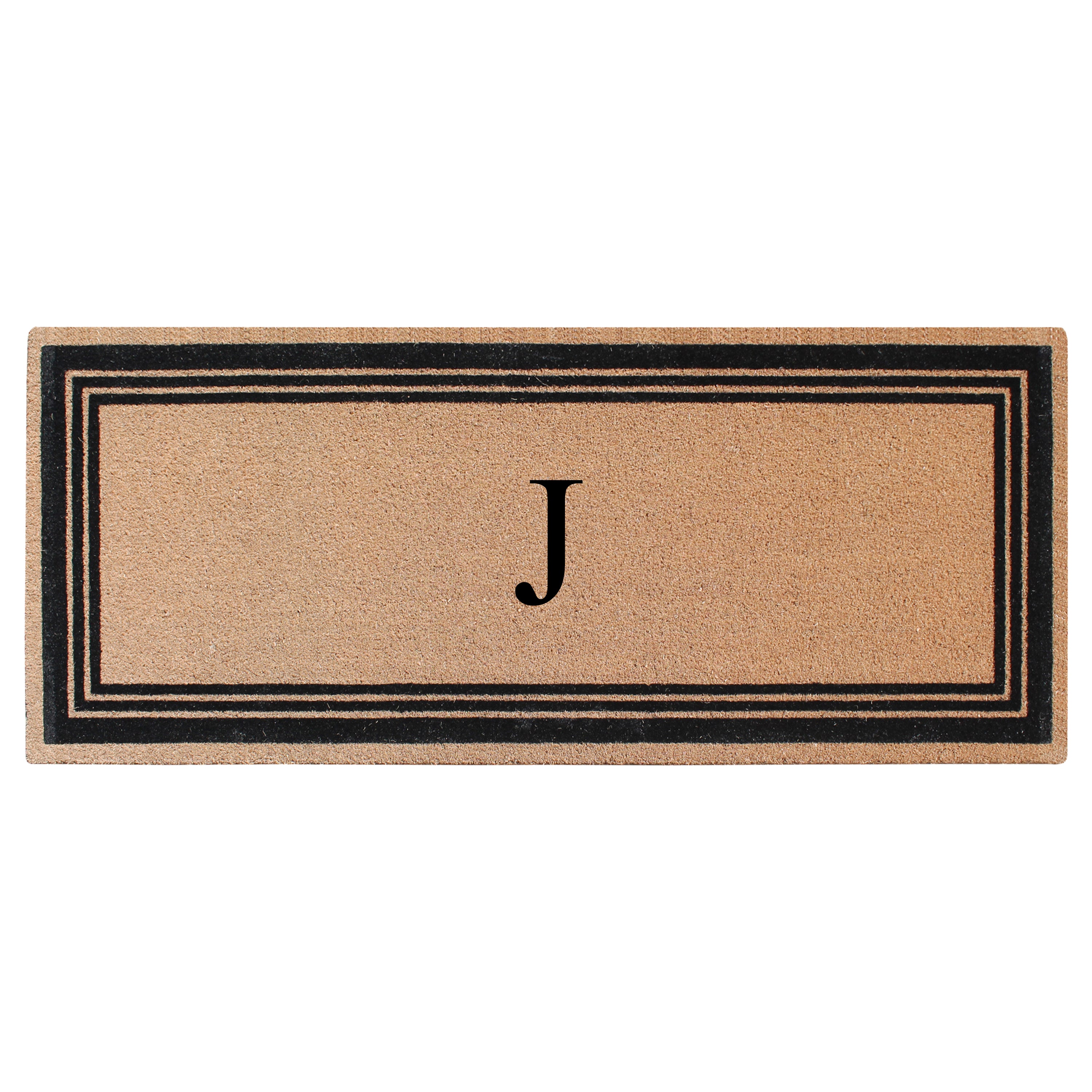 A1HC Personalized Monogrammed Coir Doormat – Classic Border Coco Fiber Outdoor Front Door Mat