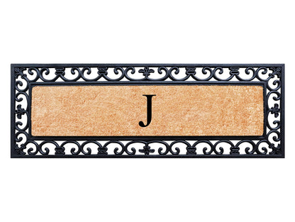 A1HC Rubber Coir Doormat For Outdoor Entrance, Anti-Shed Treated Front Door Mat 18x48, Monogrammed