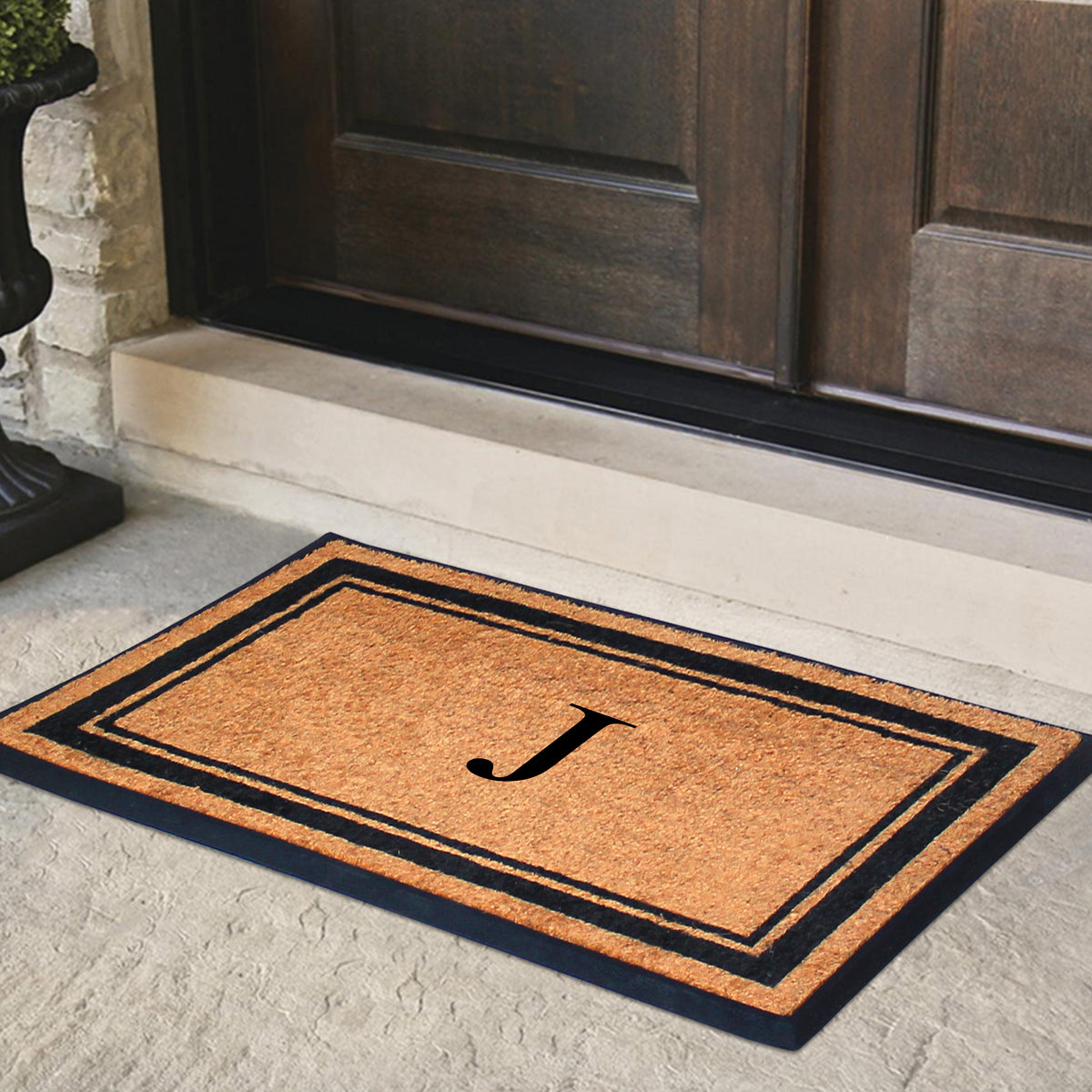 A1HC Personalized Monogram Rubber Coir Door Mat 30" x 48" – Custom Front Door Mat with Non-Slip Rubber Backing for Entryway, Porch & Patio