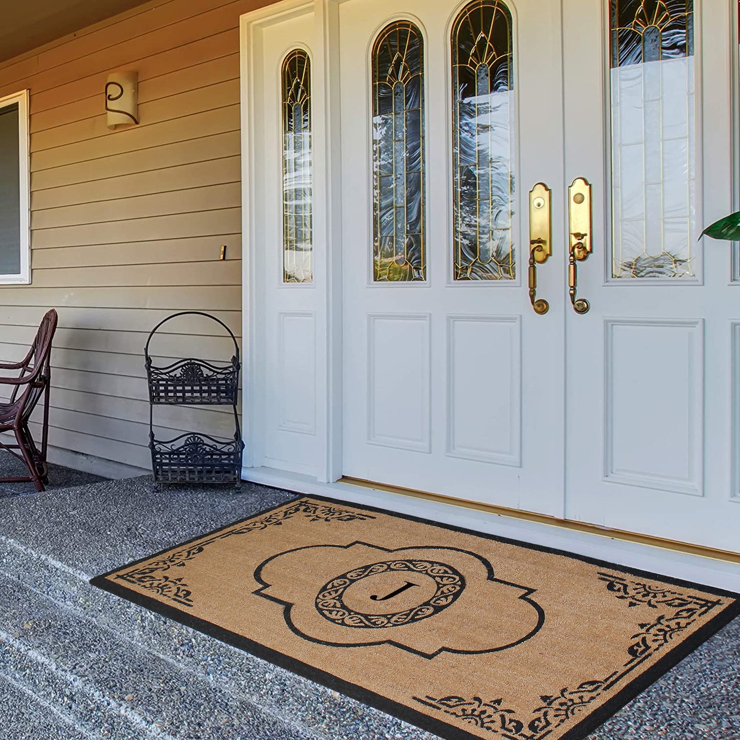 A1HC Natural Coir Durable Anti-Shed Treated Outdoor Entrance Monogrammed Doormat