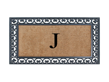 A1HC Natural Rubber & Coir 30x48, Monogrammed Doormat For Outdoor Entrance, Anti-Shed Treated Mat