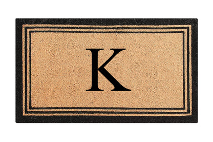 A1HC Personalized Monogram Coir Door Mat – Front Door Mat with Border Design, PVC Backing Outdoor Entryway Doormat