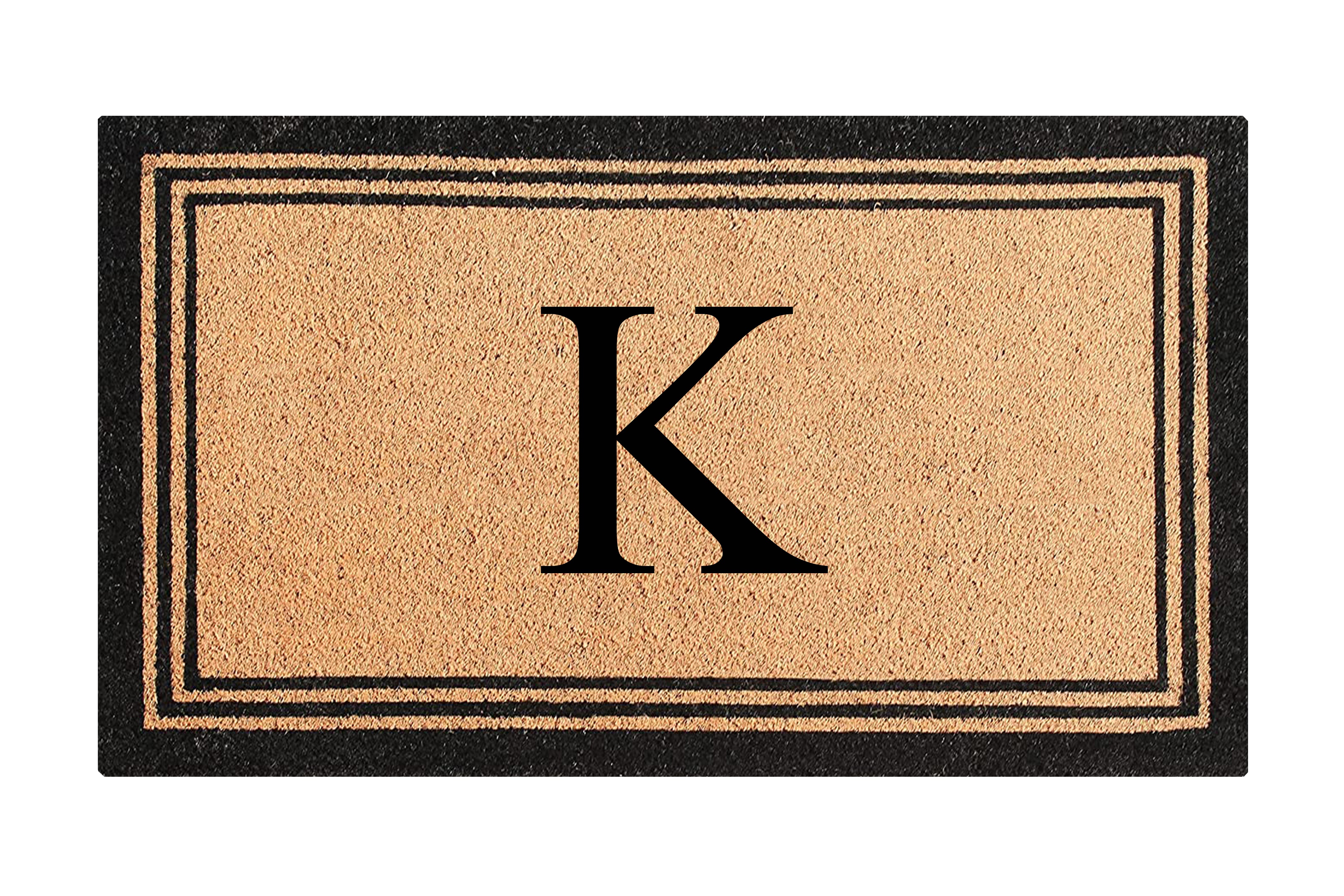 A1HC Natural Coir and PVC Backing Classic Border Monogrammed Door Mat, Anti-Shed Entry Doormat