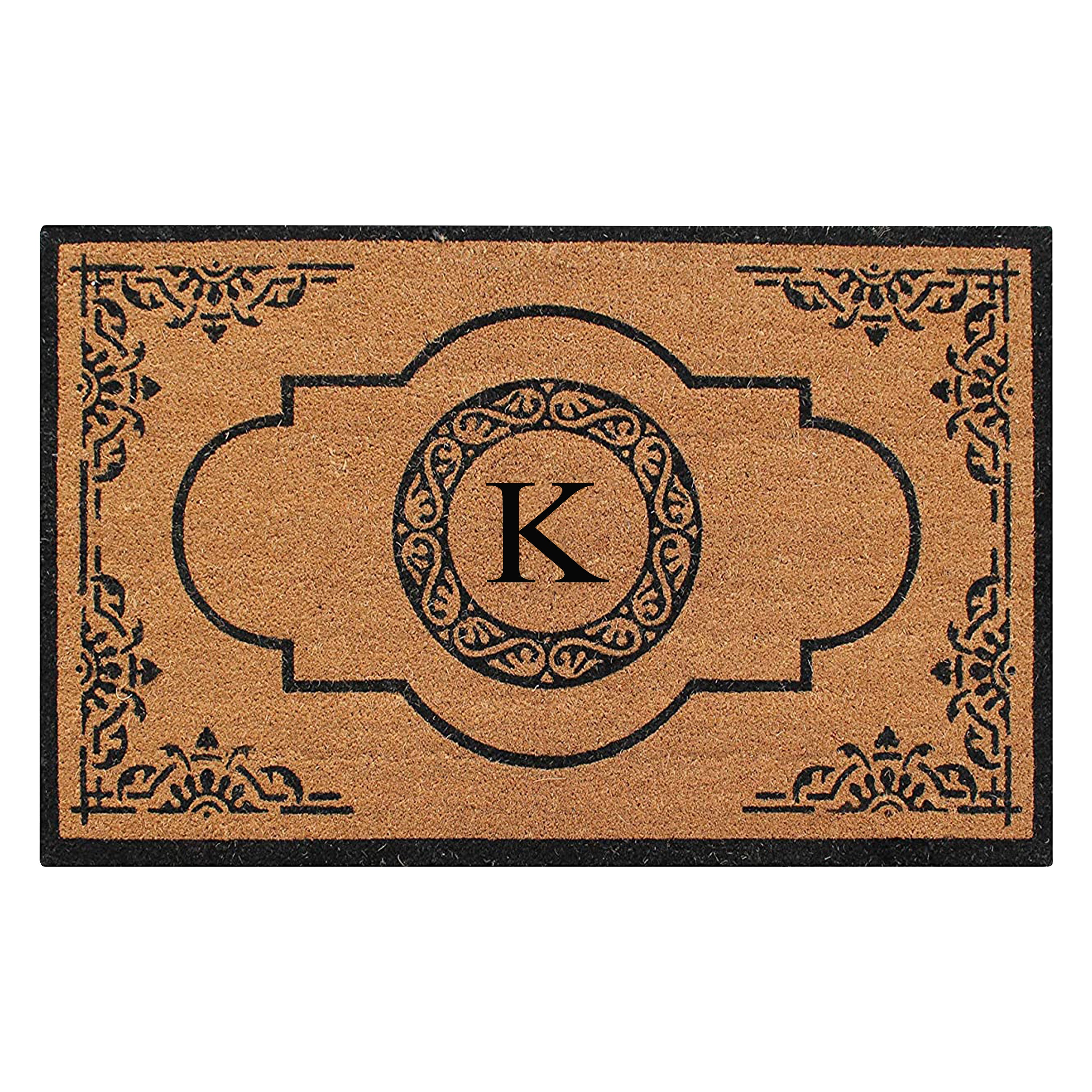 A1HC Personalized Monogram Coir Door Mat – Front Door Mat with Decorative Frame Design, PVC Backing Outdoor Entryway Doormat