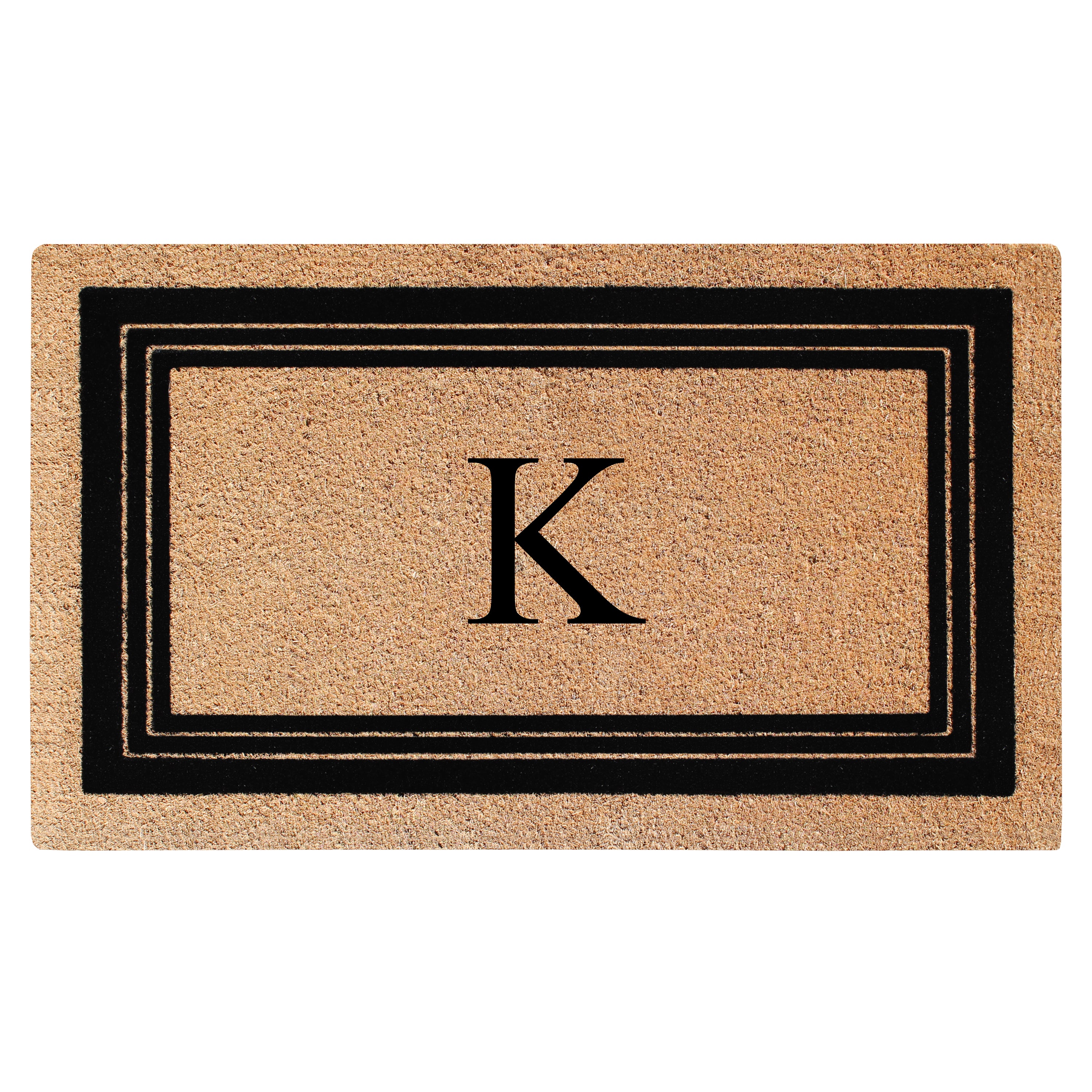 A1HC Personalized Monogrammed Coir Doormat 24" x 39" – Classic Border Coco Fiber Outdoor Front Door Mat