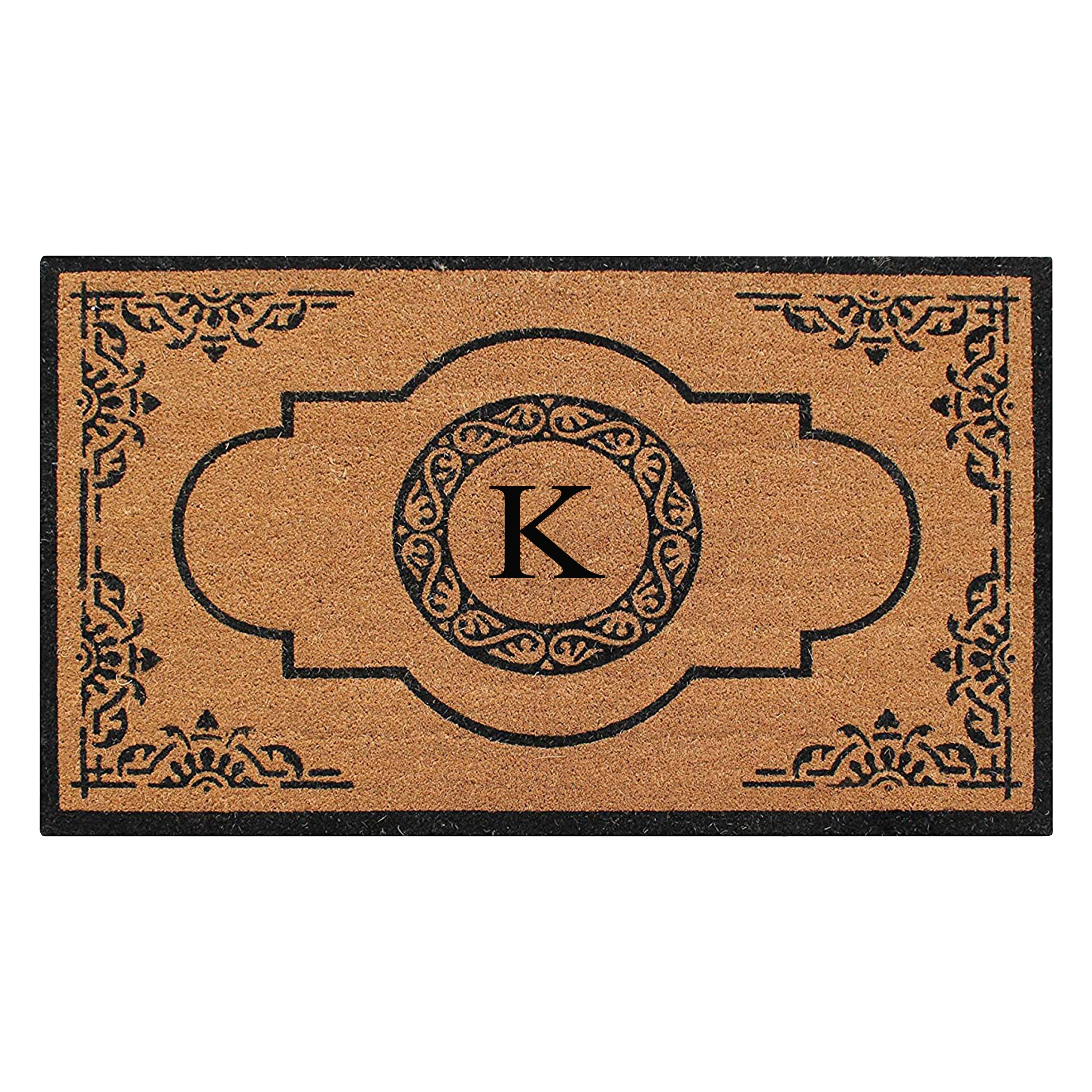 A1HC Personalized Monogram Coir Door Mat – Front Door Mat with Decorative Frame Design, PVC Backing Outdoor Entryway Doormat
