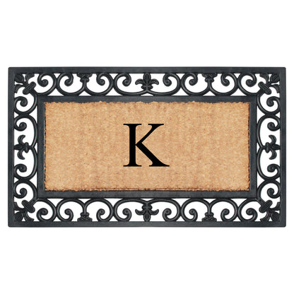 A1HC Natural Rubber & Coir 18x30, Monogrammed Doormat For Outdoor Entrance, Anti-Shed Treated Mat