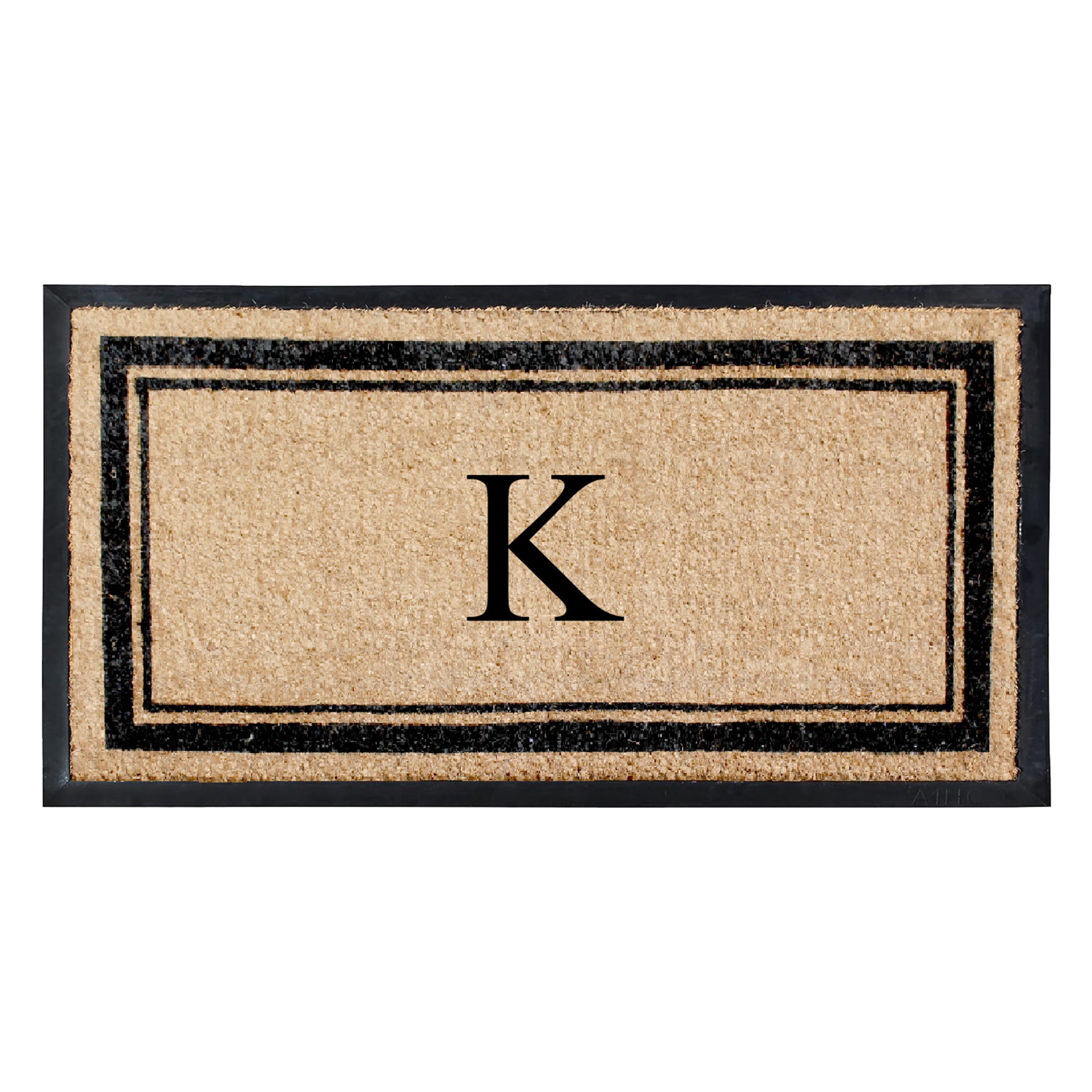 A1HC Luxury Monogrammed Natural Coir Doormat with Heavy-Duty Rubber Border
