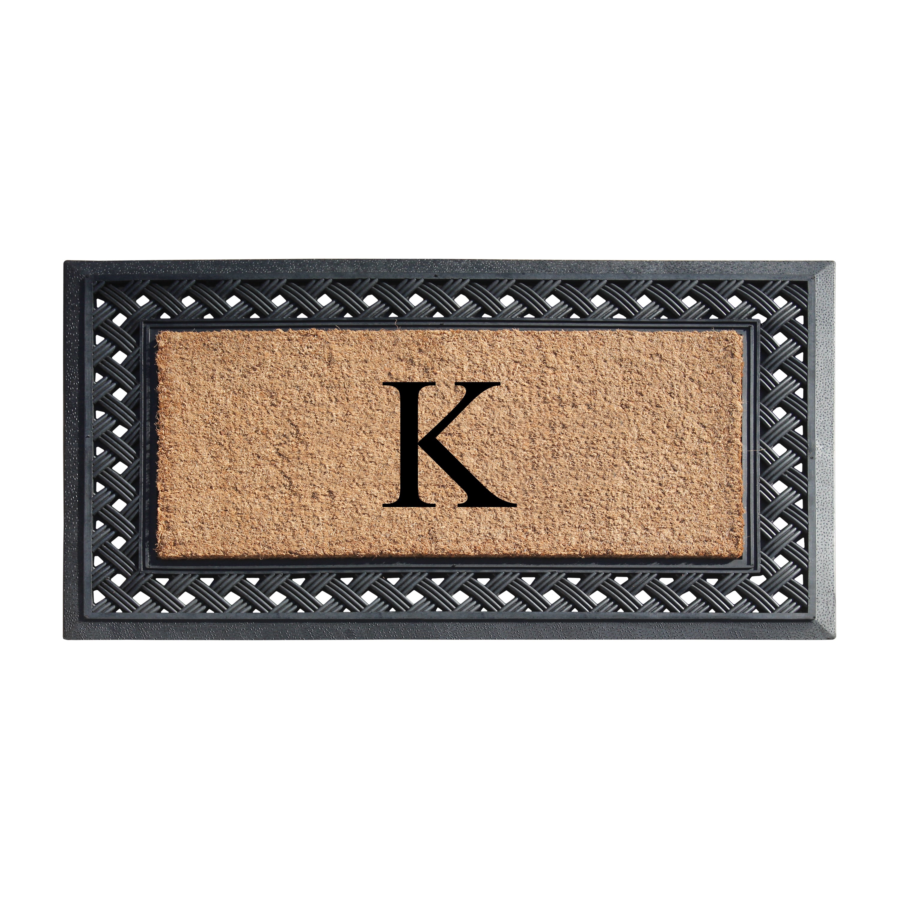 A1HC Personalized Monogram Coir Door Mat with Decorative Rubber Frame Outdoor Entry Mat 23" x 38"