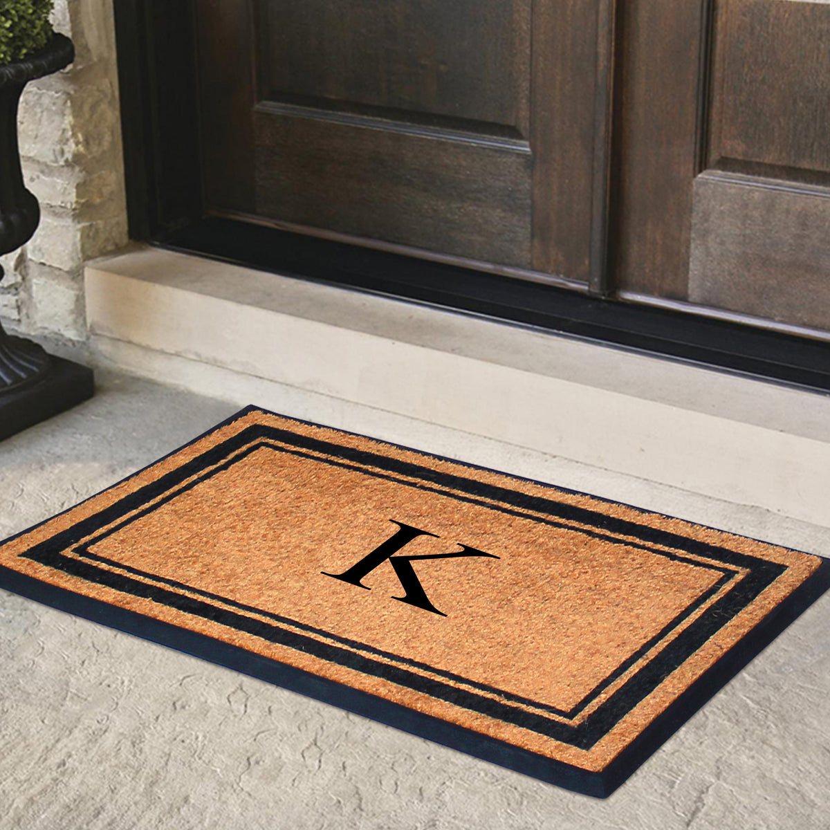 A1HC Personalized Monogram Rubber Coir Door Mat 30" x 48" – Custom Front Door Mat with Non-Slip Rubber Backing for Entryway, Porch & Patio