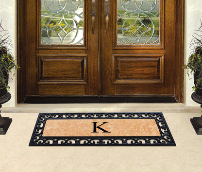 A1HC Rubber Coir Doormat For Outdoor Entrance, Anti-Shed Treated Front Door Mat 18x48, Monogrammed