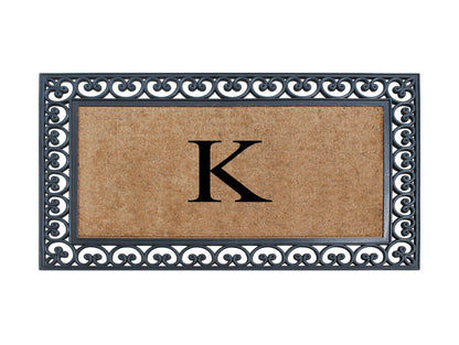 A1HC Natural Rubber & Coir 30x48, Monogrammed Doormat For Outdoor Entrance, Anti-Shed Treated Mat