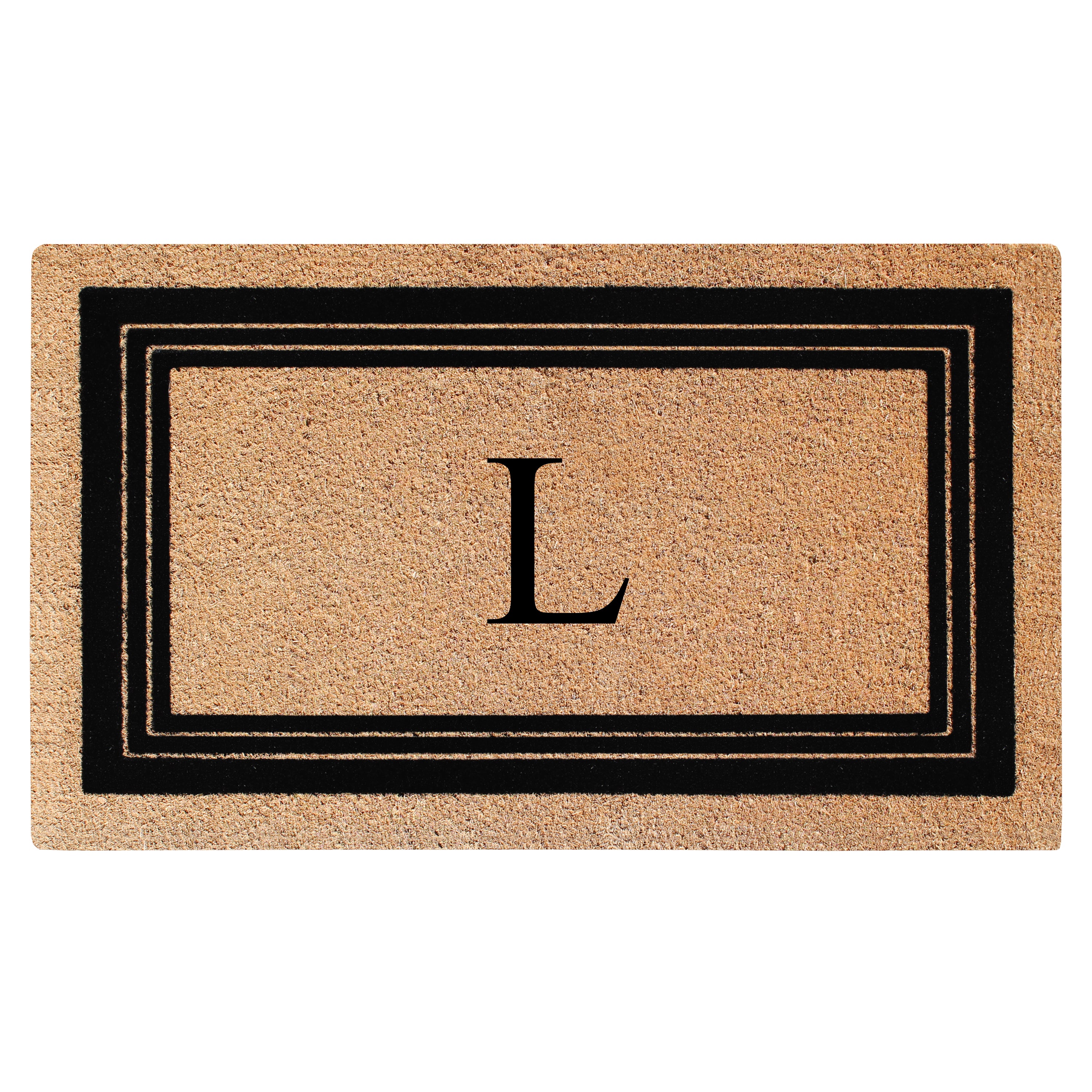 A1HC Personalized Monogrammed Coir Doormat 24" x 39" – Classic Border Coco Fiber Outdoor Front Door Mat