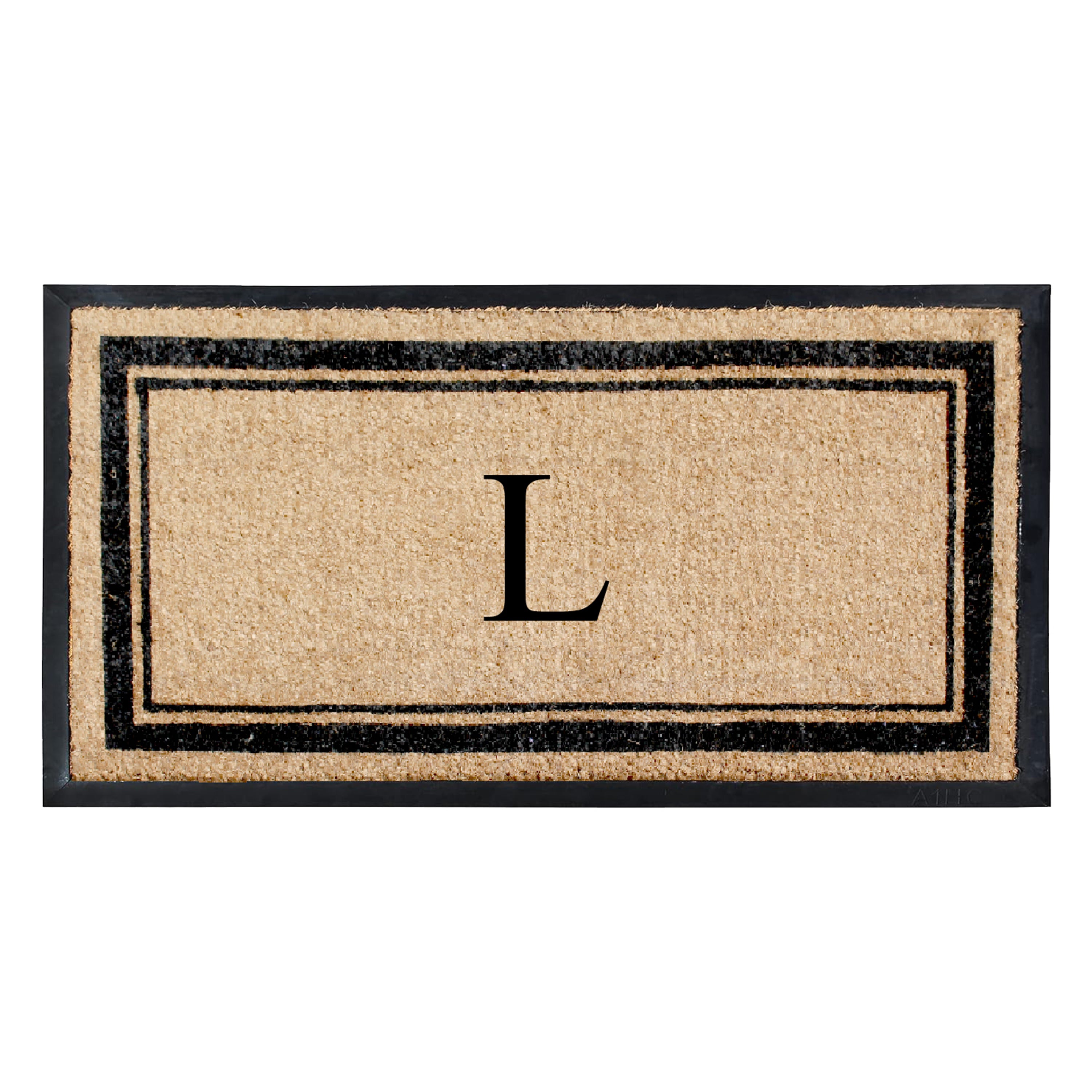 A1HC Luxury Monogrammed Natural Coir Doormat with Heavy-Duty Rubber Border