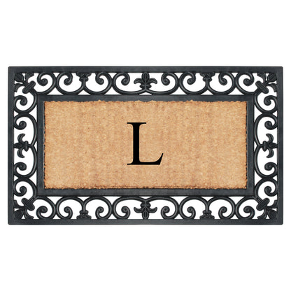 A1HC Natural Rubber & Coir 18x30, Monogrammed Doormat For Outdoor Entrance, Anti-Shed Treated Mat
