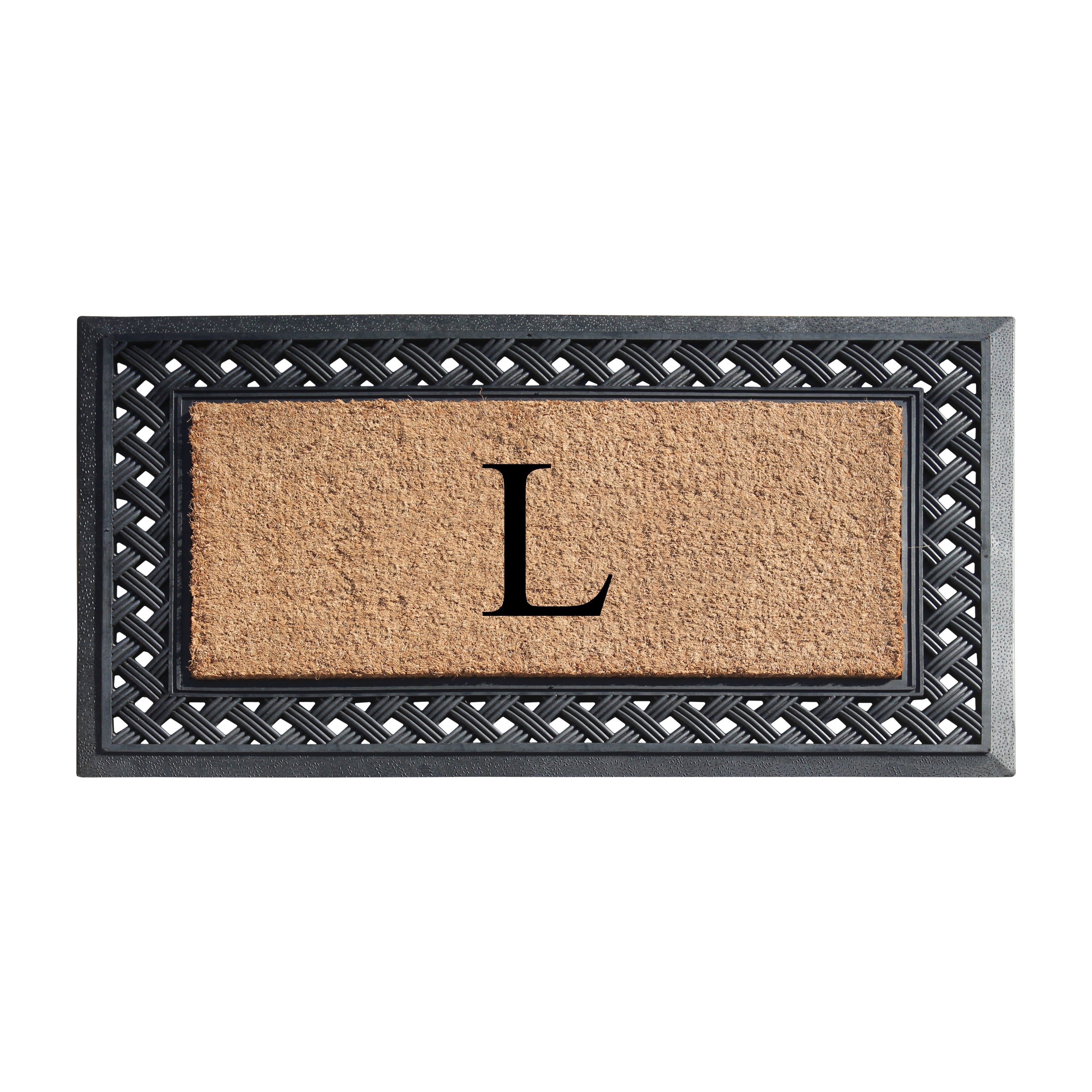 A1HC Personalized Monogram Coir Door Mat with Decorative Rubber Frame Outdoor Entry Mat 23" x 38"