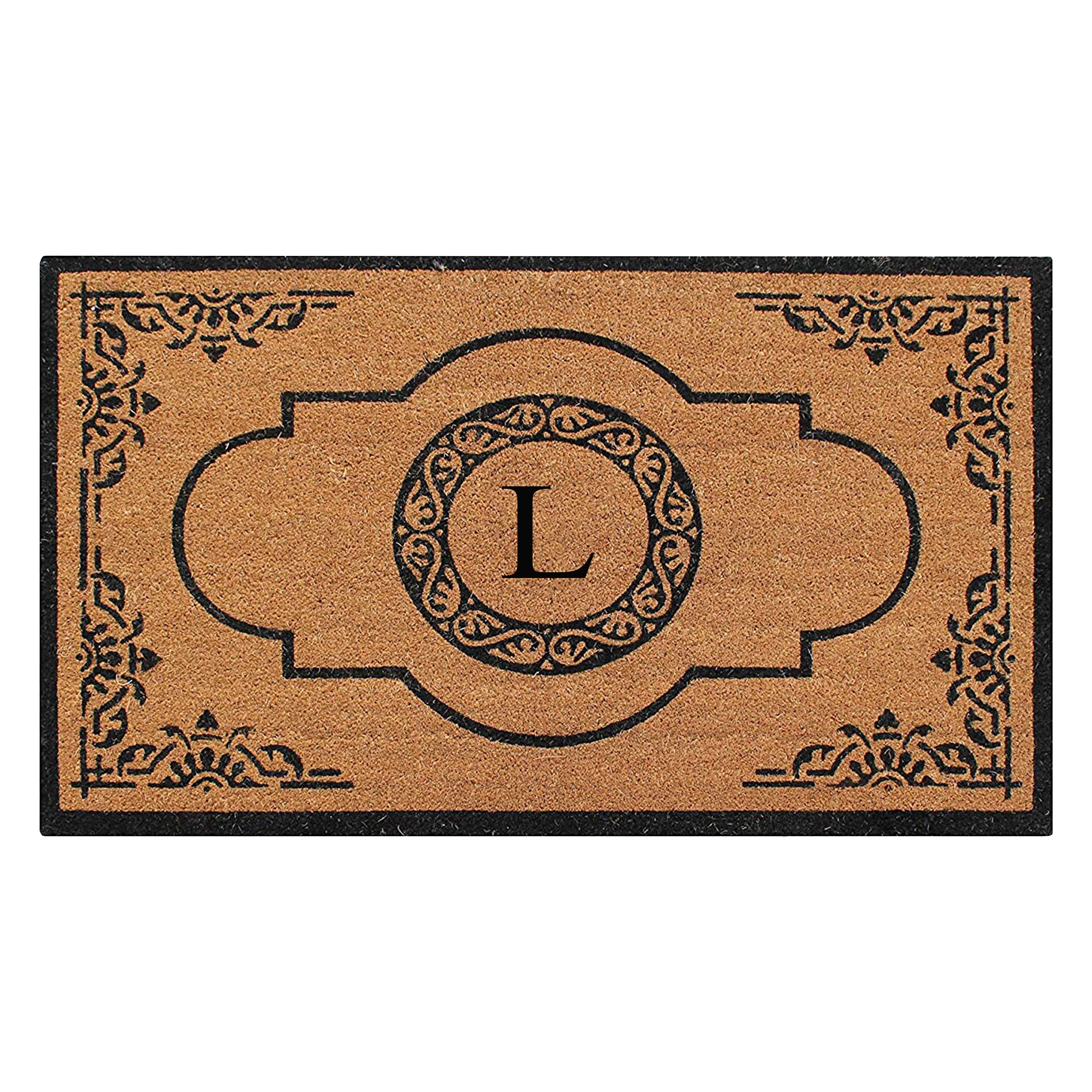 A1HC Personalized Monogram Coir Door Mat – Front Door Mat with Decorative Frame Design, PVC Backing Outdoor Entryway Doormat