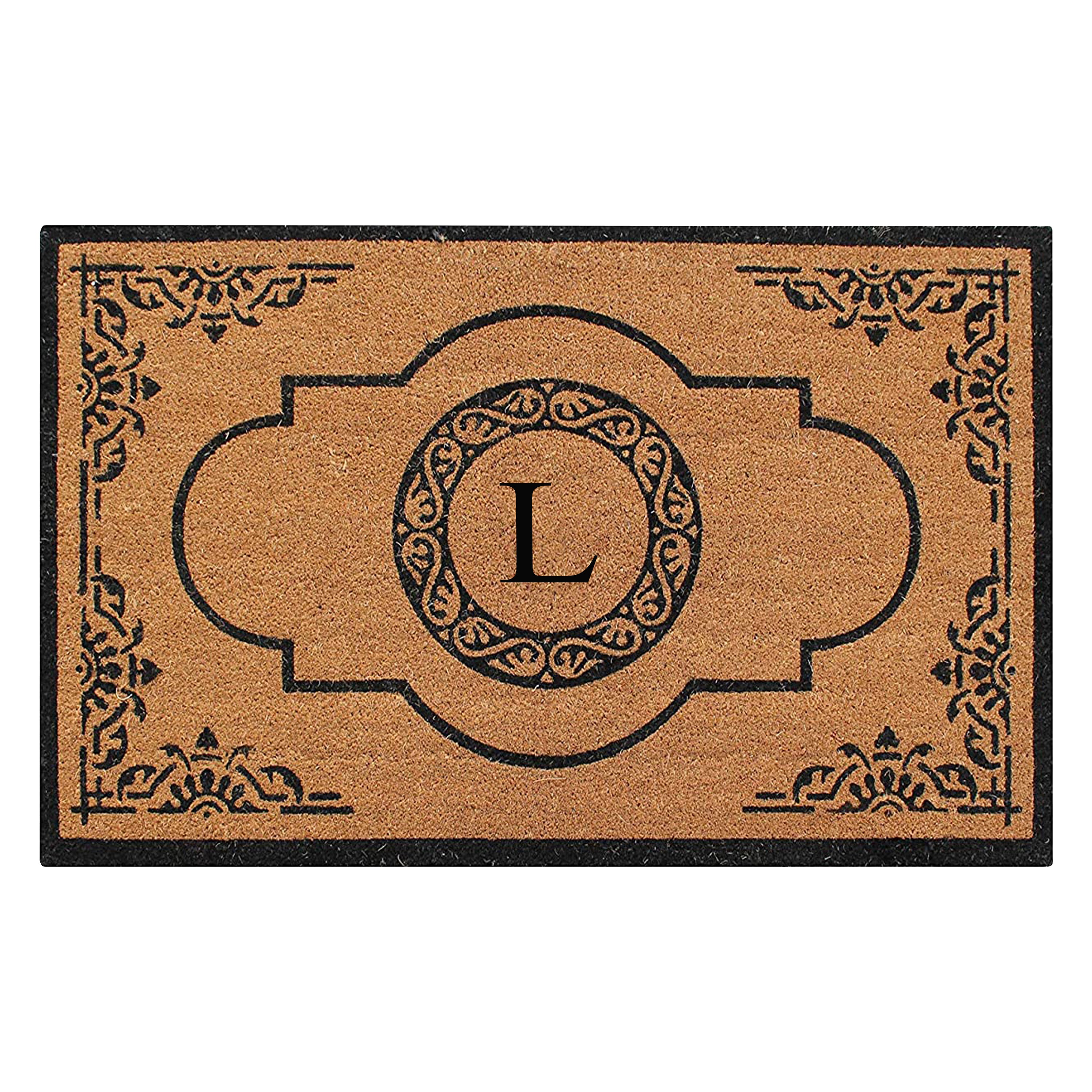 A1HC Personalized Monogram Coir Door Mat – Front Door Mat with Decorative Frame Design, PVC Backing Outdoor Entryway Doormat