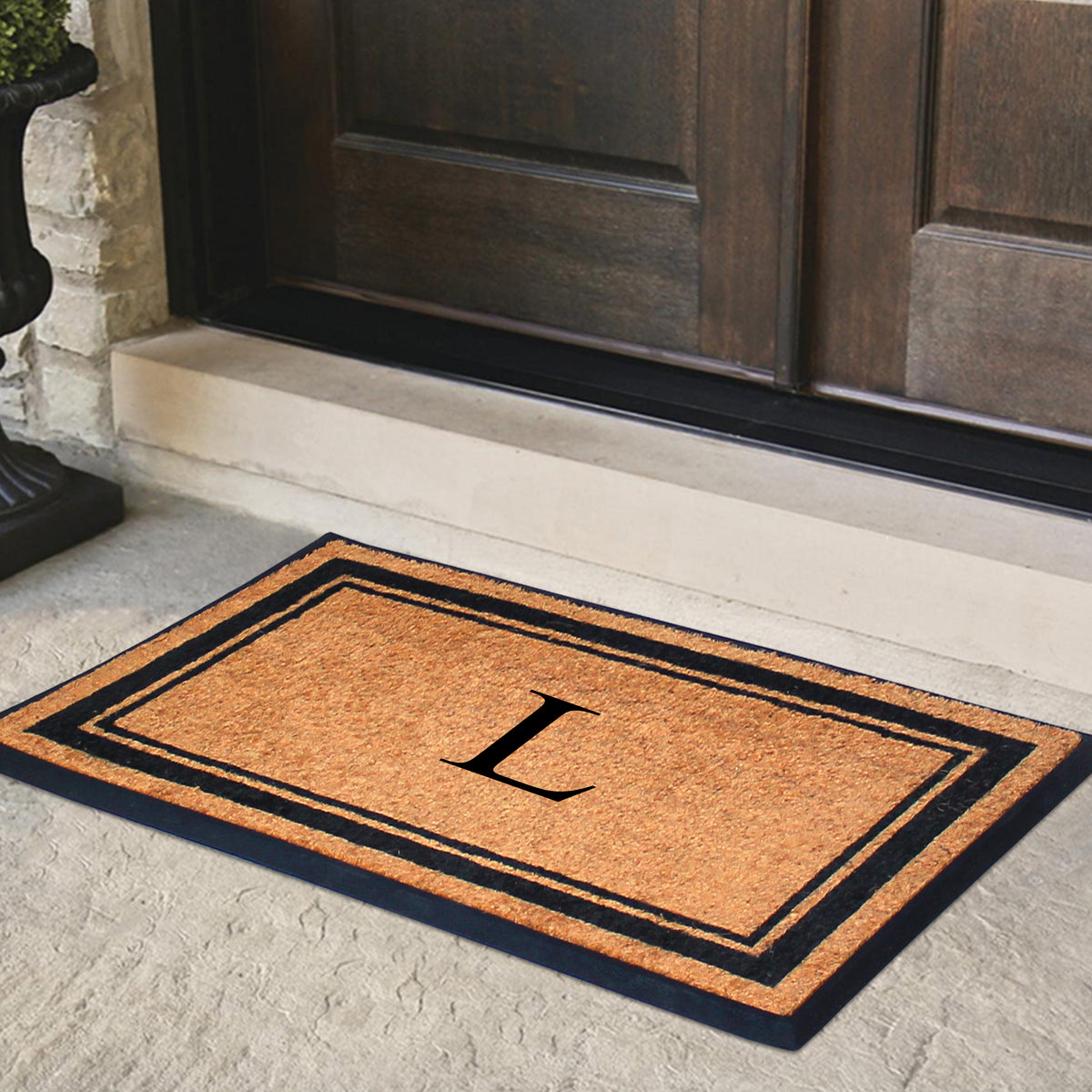 A1HC Personalized Monogram Rubber Coir Door Mat 30" x 48" – Custom Front Door Mat with Non-Slip Rubber Backing for Entryway, Porch & Patio