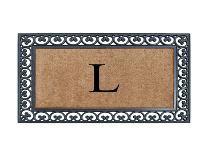 A1HC Natural Rubber & Coir 30x48, Monogrammed Doormat For Outdoor Entrance, Anti-Shed Treated Mat
