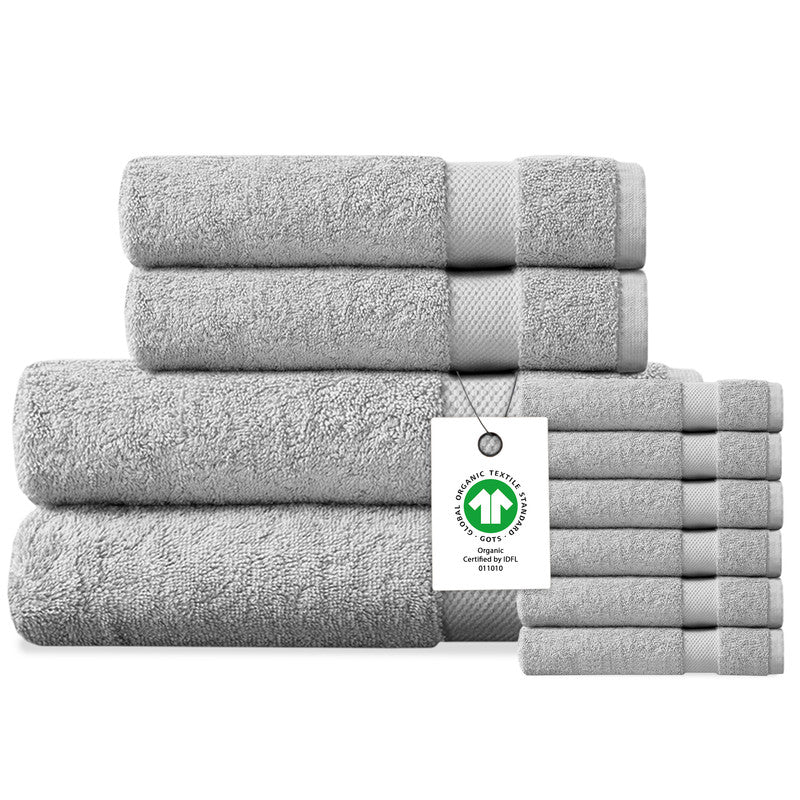 Delara Organic Cotton Luxuriously Plush Bath Towel Set, GOTS & Oeko-TEX Certified, 650 GSM Long Staple, Soft, Quick Dry & Ultra-Absorbent