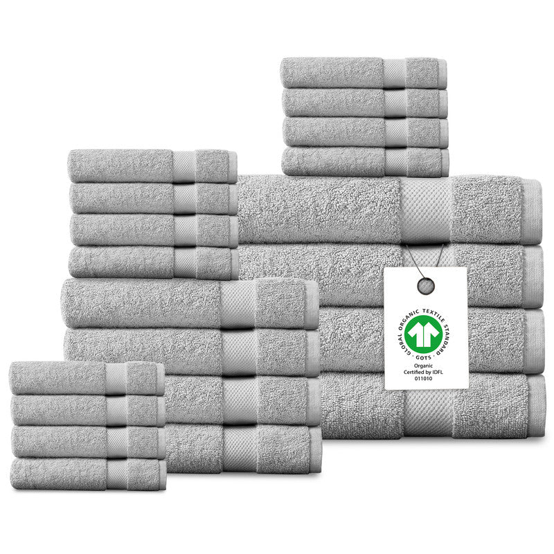 Delara Organic Cotton Luxuriously Plush Bath Towel Set, GOTS & Oeko-TEX Certified, 650 GSM Long Staple, Soft, Quick Dry & Ultra-Absorbent